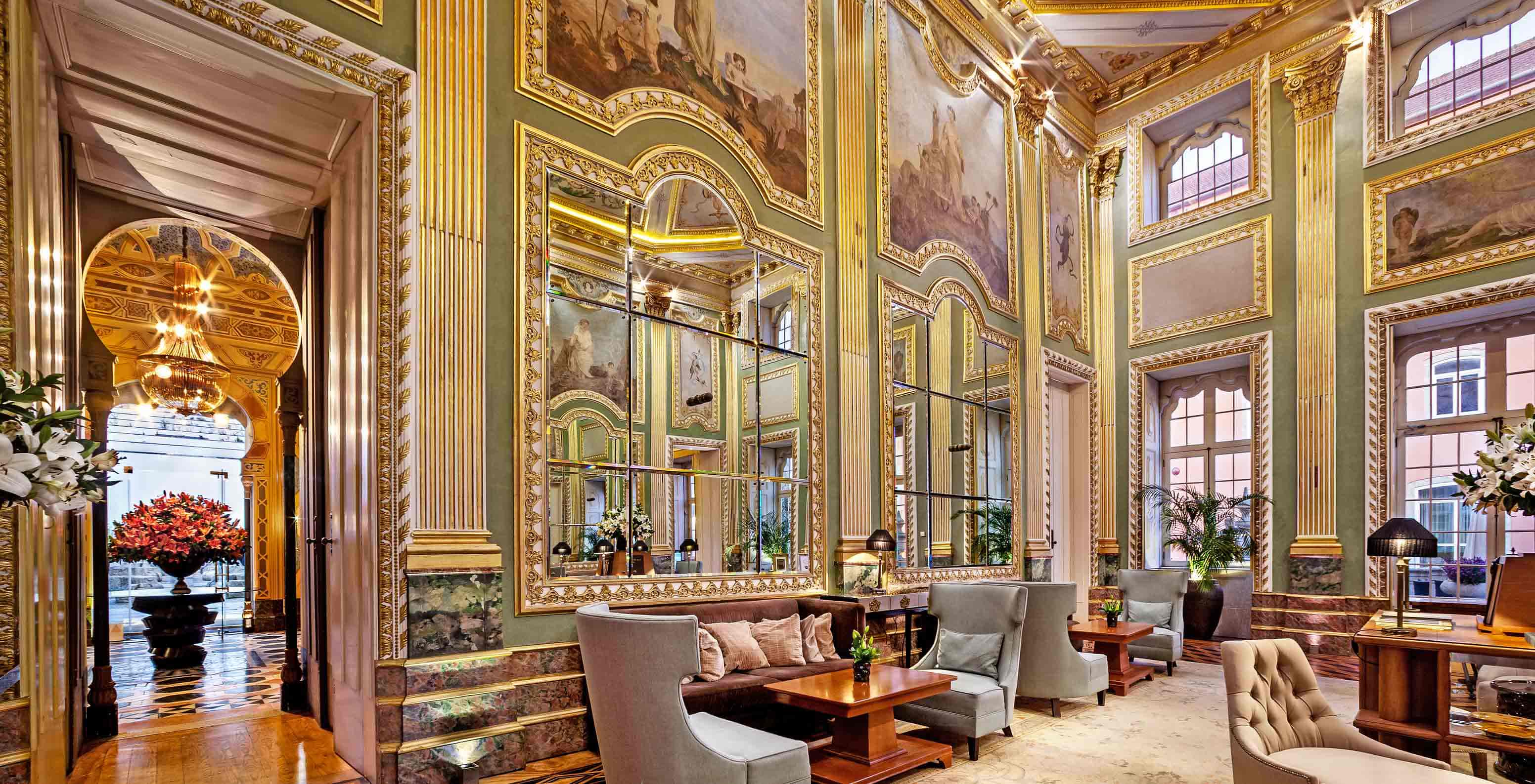 Eingang und Haupthalle des Pestana Palácio do Freixo, ein Historisches Hotel am Ufer des Douro