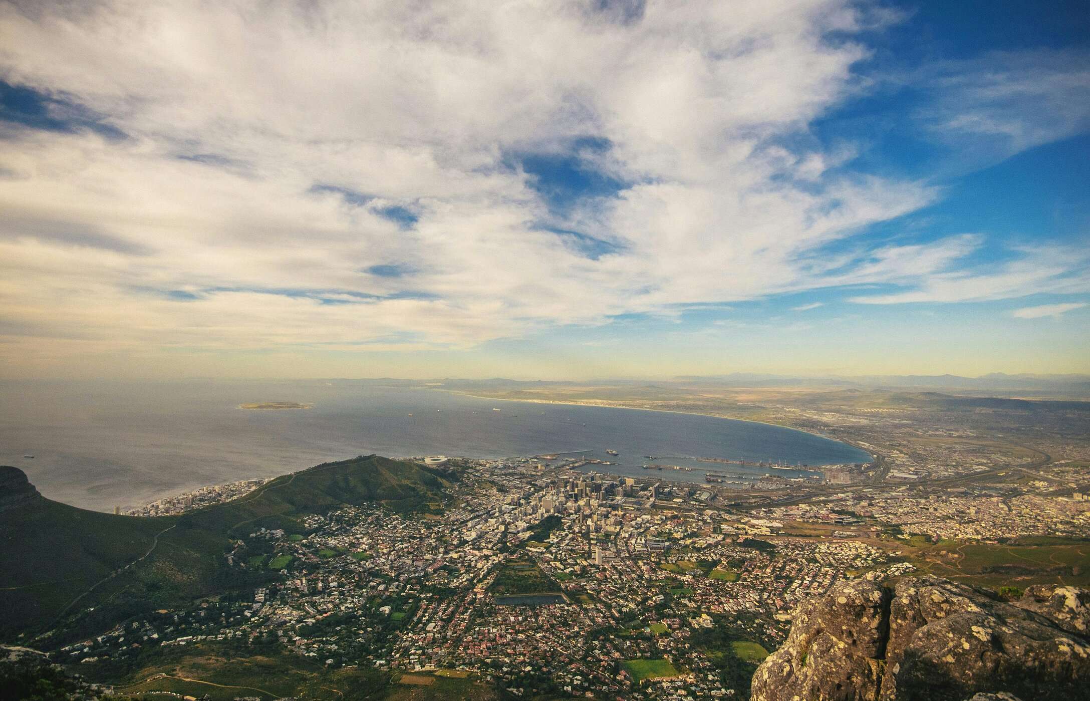 Aerial view of Cape Town, capital of South Africa, starting point for your journey to Kruger National Park