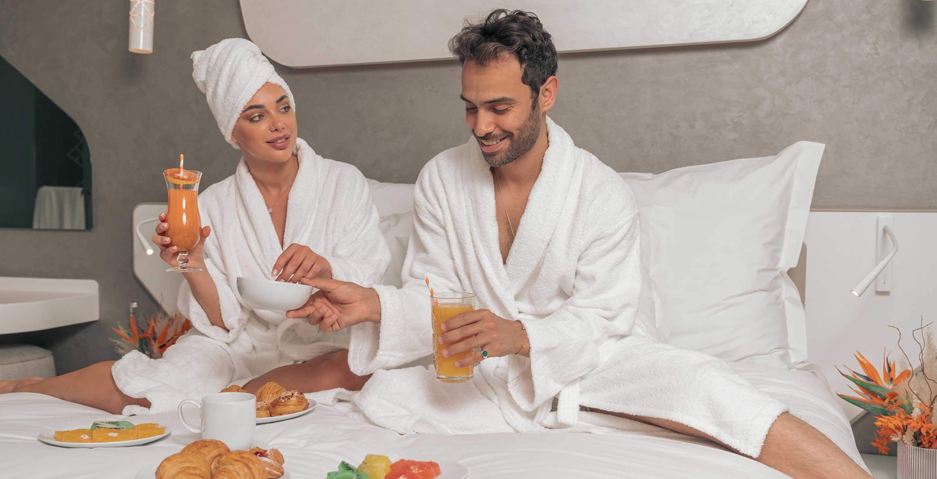 The CR7 Superior Avenue at the Pestana CR7 Marrakech has a large bed and a modern design