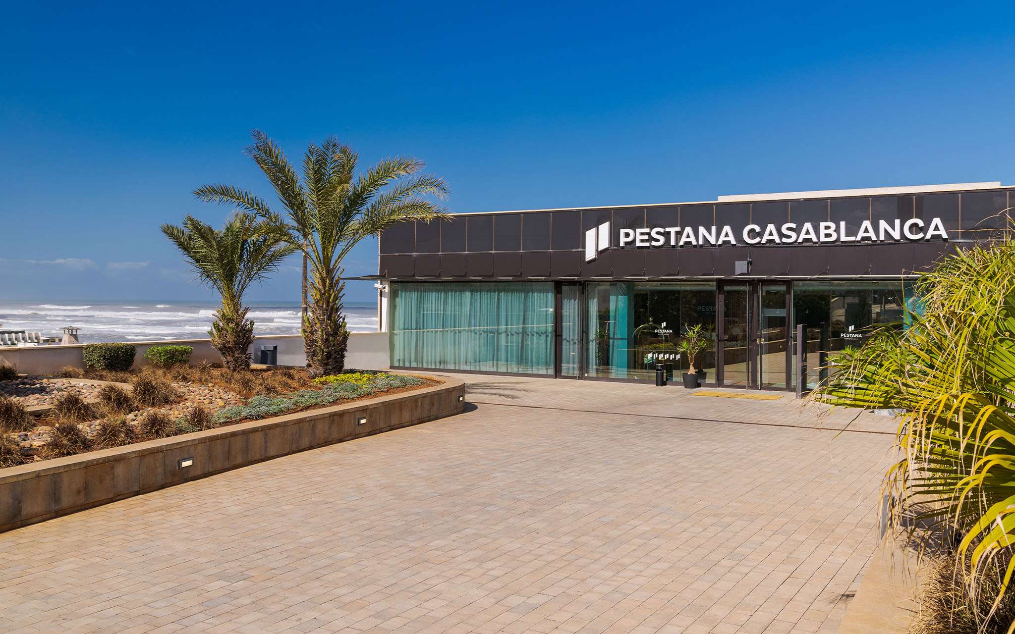 Vista exterior do Pestana Casablanca, um hotel 4 estrelas em Casablanca, Marrocos