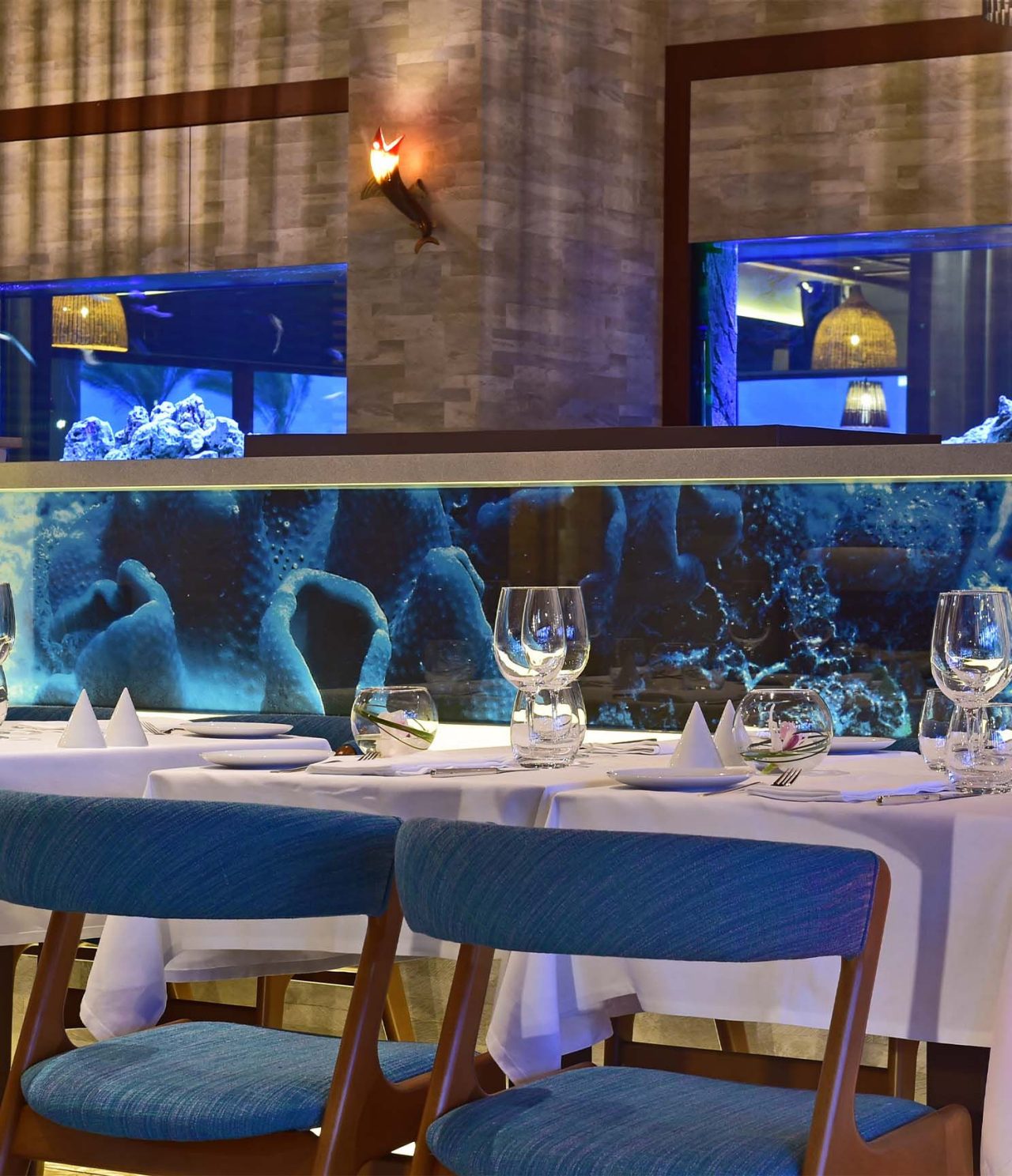Sul has a large aquarium with fresh seafood for dishes