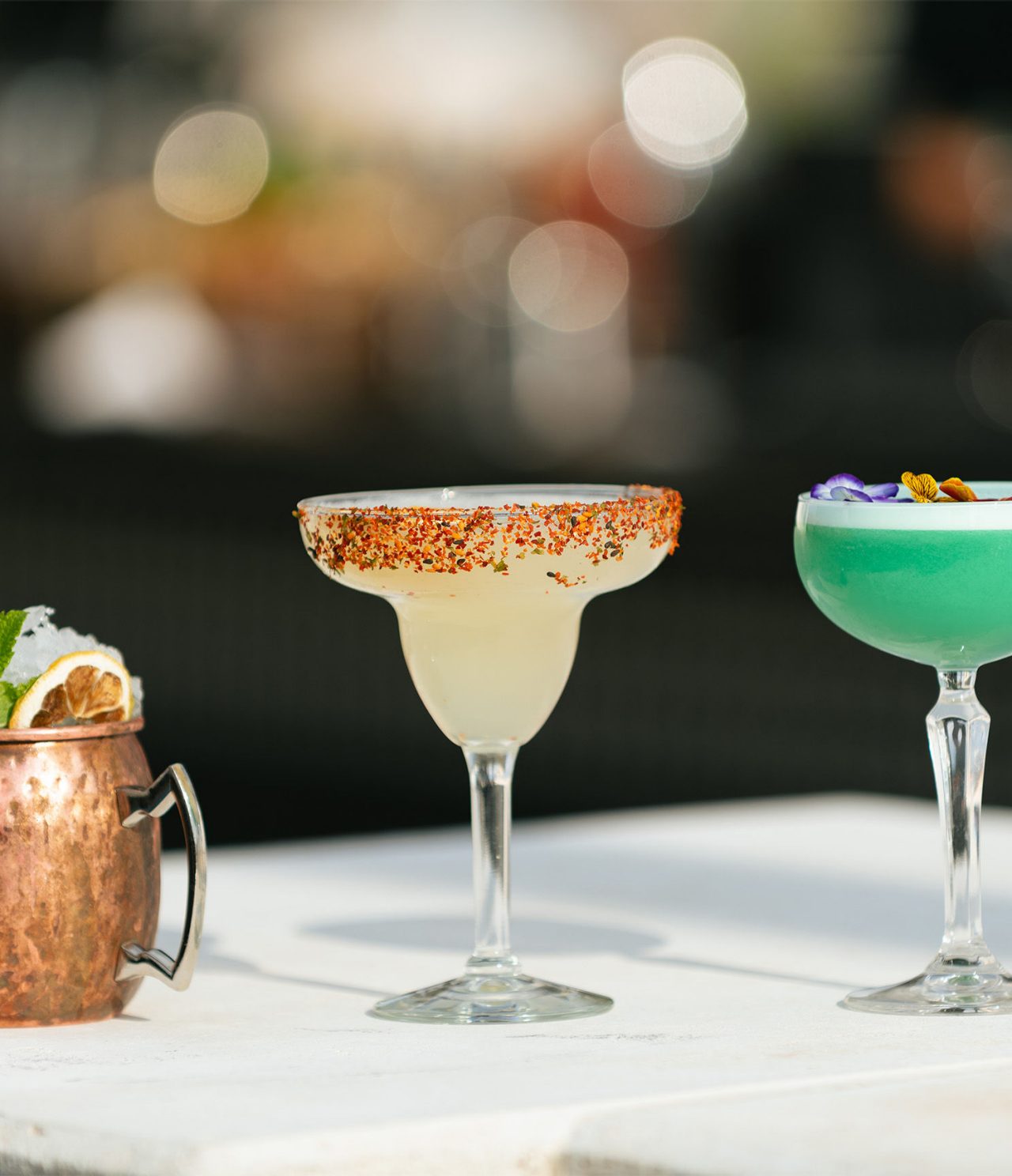 The Rooftop Bar at the Hotel in Madrid, serves margaritas and green cocktails